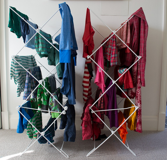 Hanging laundry to dry